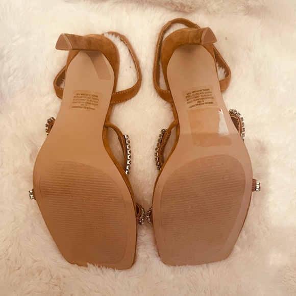 Steven Madden, camel colored, rhinestone strap sandals. - Picture 4 of 11